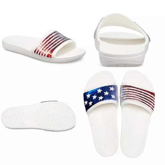 CROCS USA Sequin Slides NWT - Picture 1 of 11